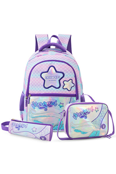 Eazy Kids 16” Trolley School Bag Set of 3 with Wheels – Backpack, Lunch Bag &...