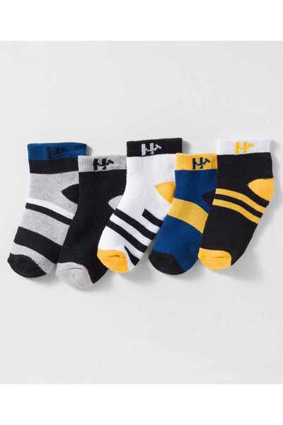 Honeyhap Premium Cotton Blend Striped Ankle Sock with Bio Finish (Pack of 5)-...