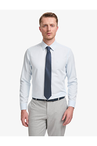 Pierre Cardin Light Blue Slim Fit Dobby Long Sleeve Shirt 50325354-Vr003
