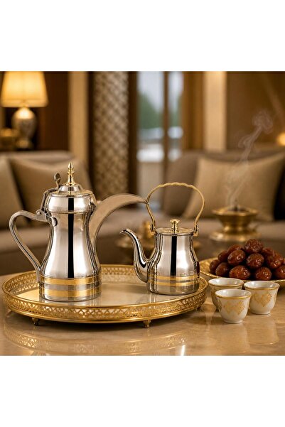 Generic بريق لا يضاهى.. طقم ضيافة ستيل مذهّب يضيف لمسة ملكية لطاولتك