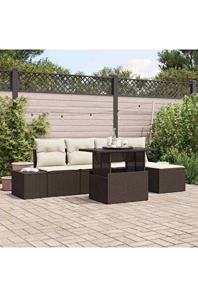 vidaxl Set de canapele pentru gradina 6 pcs Maro Rattan poli