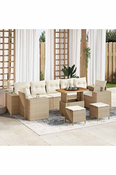 vidaxl Set de canapele pentru gradina 10 pcs Bej poliratan