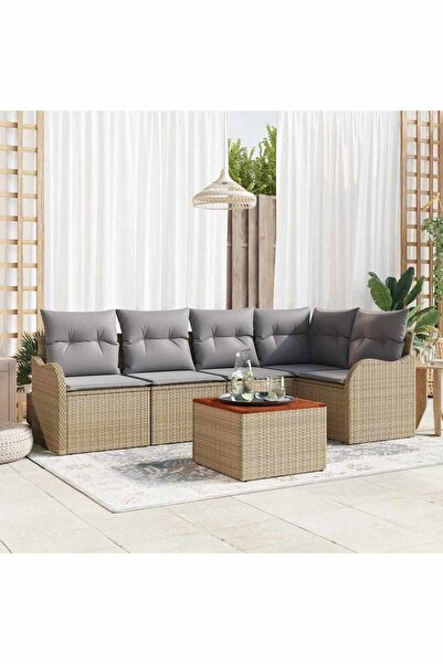 vidaxl Set de canapele pentru gradina 6 pcs Beige È™i gri deschis