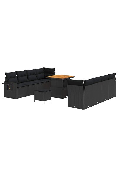 vidaxl Set de canapele pentru gradina 11 pcs Negru Rattan poli