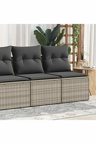 vidaxl Set canapea de gradina cu perne, 2 piese, gri deschis poliratan