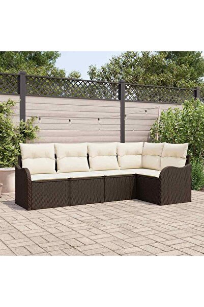 vidaxl Set de canapele pentru gradina 5 pcs Maro poliratan