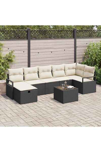 vidaxl Set de canapea cu perna 4 pcs poliratan