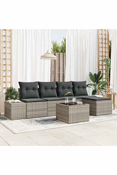 vidaxl Set de canapele pentru gradina 5 pcs Gri deschis poliratan