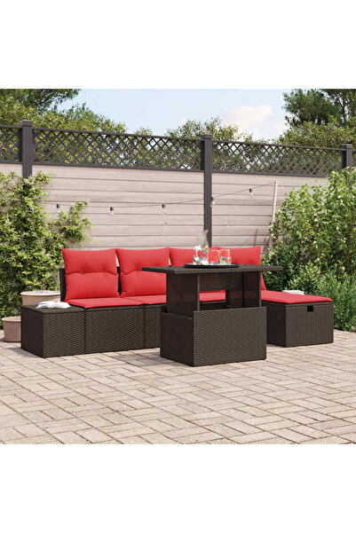 vidaxl Set de canapele pentru gradina cu perna 6 pcs poliratan
