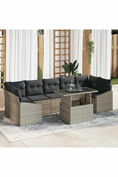 vidaxl Set de canapele pentru gradina 8 pcs Gri deschis Rattan poli
