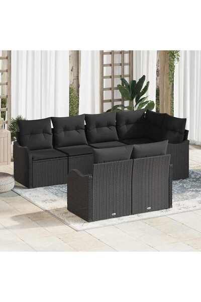 vidaxl Set de canapele pentru gradina Negru poliratan
