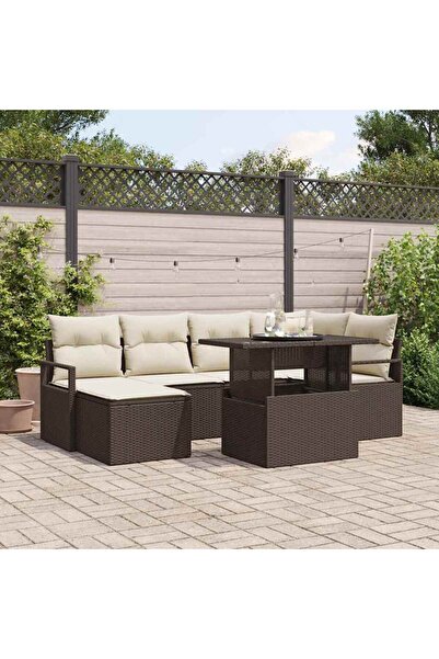 vidaxl Set de canapele pentru gradina 7 pcs Maro Rattan poli
