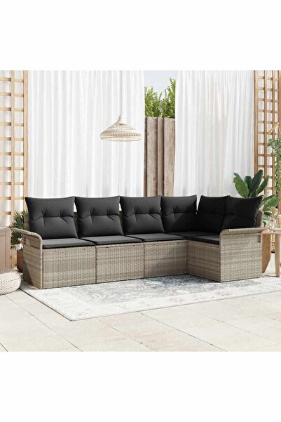 vidaxl Set de canapele pentru gradina 5 pcs Gri deschis poliratan