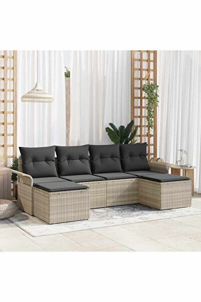 vidaxl Set de canapele pentru gradina 6 pcs Gri deschis Rattan poli