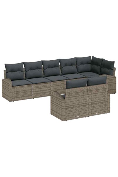 vidaxl Set de canapele pentru gradina cu perna 8 pcs Gri poliratan
