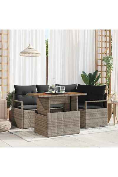 vidaxl Set de canapele pentru gradina 5 pcs Gri Rattan poli