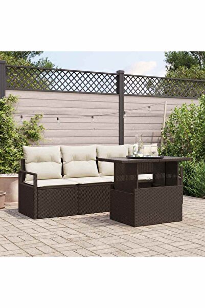 vidaxl Set de canapele pentru gradina 5 pcs Maro Rattan poli