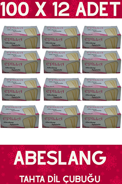 Epilla 100'lü 12 Paket Abeslang Tahta Dil Çubuğu Basacağı - Ağda Spatulası, S...