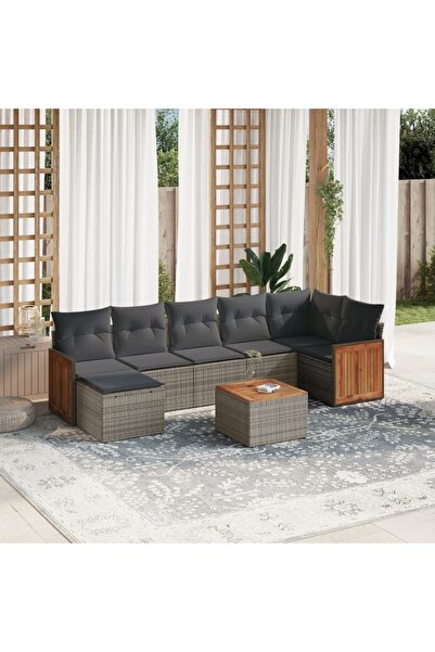 vidaxl Set canapele de gradina cu perne, 8 piese, gri, poliratan