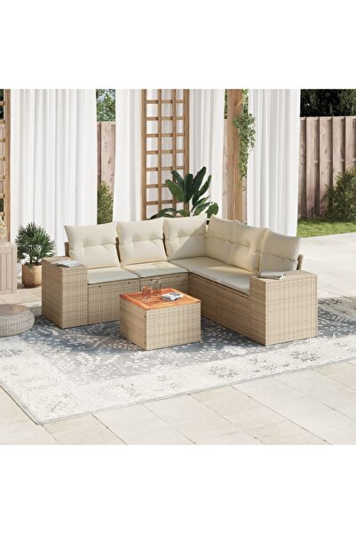 vidaxl Set canapele de gradina cu perne, 6 piese, bej, poliratan