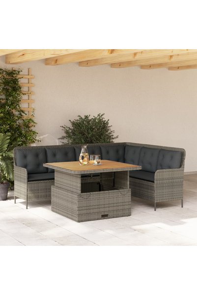 vidaxl Set canapele de gradina cu perne, 2 piese, gri, poliratan