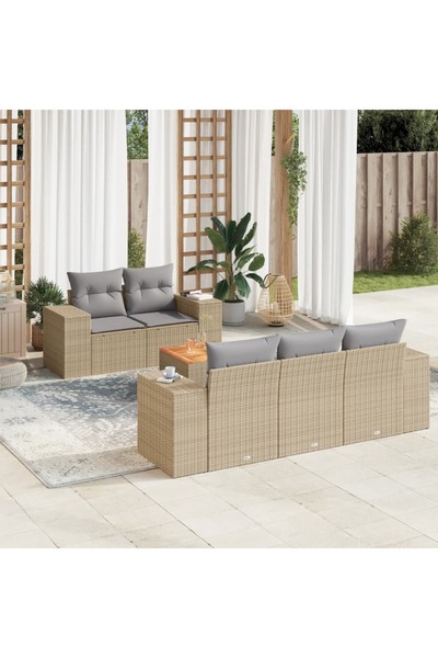 vidaxl Set canapele de gradina cu perne, 6 piese, bej, poliratan