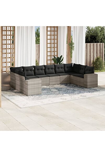 vidaxl Set canapele de gradina cu perne 10 piese gri deschis poliratan