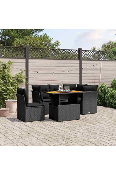 vidaxl Set mobilier de gradina cu perne, 5 piese, negru, poliratan
