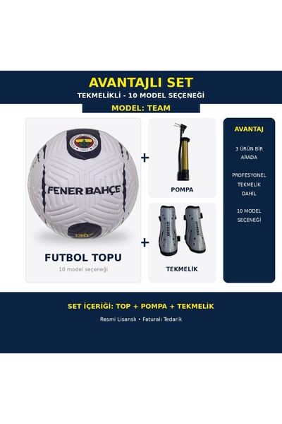 Fenerbahçe Lisanslı Futbol Topu Pompalı Tekmelikli Avantajlı Set 5 Numara 10 ...
