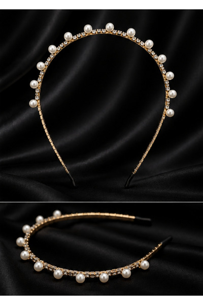 Becha Bijuteri Pearl Detailed Zircon Stone Crown