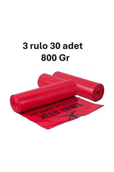 NİLPLAST Asm Tıbbi Atık Poşeti 80X110 800 gr 10 ADETLİ RULO * 3 RULO