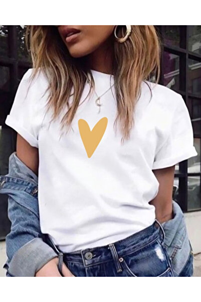 WYOS Tricou alb cu inimă aurie