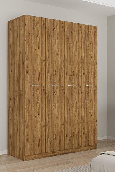 AEKA AE-3190 Burç 4 Kapaklı Çok Bölmeli Askılı Raflı ve Çekmeceli 210x140x53c...