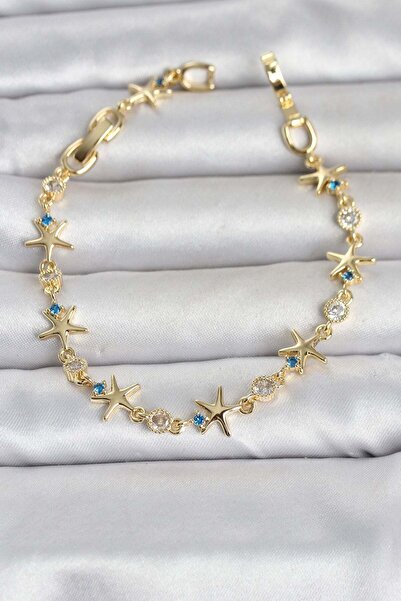 Inure Jewelry سوار نسائي من النحاس ذهبي اللون على شكل نجم البحر