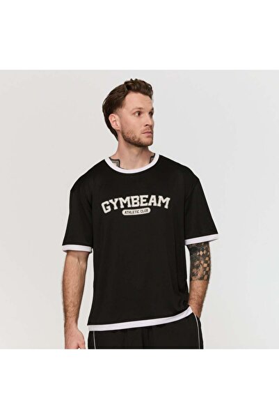GymBeam Tricou negru supradimensionat stil varsity XXL
