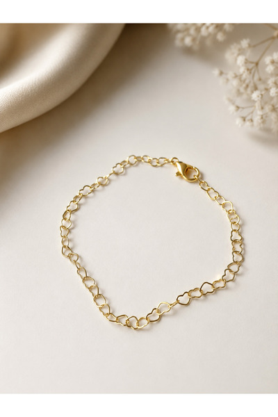 BERF JEWELLERY Heart Chain Gold Bracelet