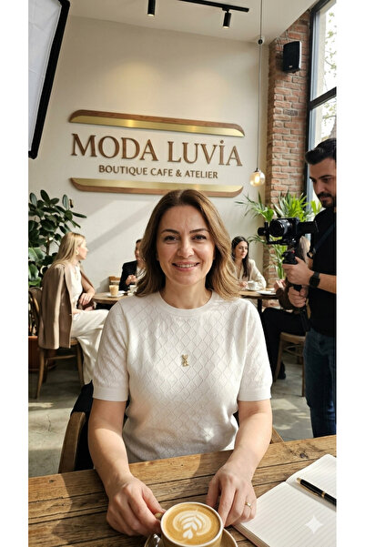 Moda Luvia Bisiklet yaka baklava desenli kısa kol yazlık