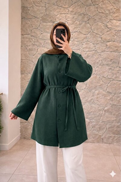 Mina Terzi&Butik Düğmeli Kol Kuşaklı Tunik