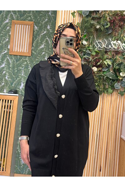 Sernisa Moda Yaka Organze Fırfır Detaylı Merserize Hırka