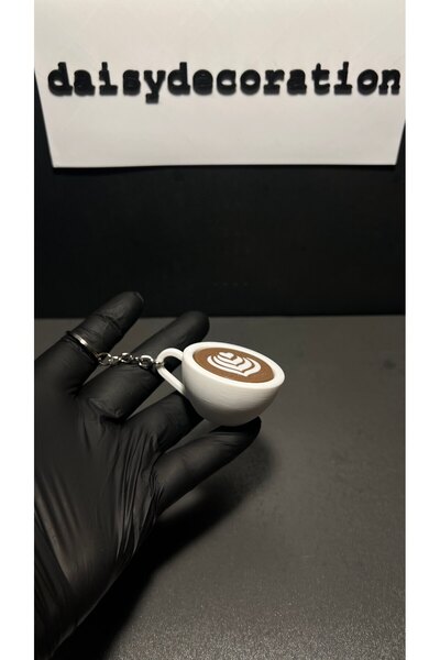daısydecoratıon Coffee Cup Themed Keychain with Clicker