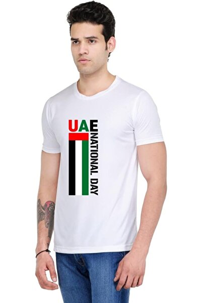 not تي شيرت مطبوع بتصميم للجنسين (اليوم الوطني الإماراتي) |   تي شيرت برقبة م...