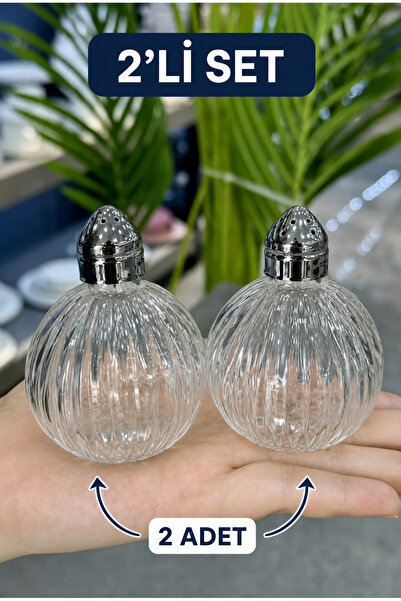 Priszizu Set of 2 Transparent Striped Glass Salt Shakers Decorative Tableware...