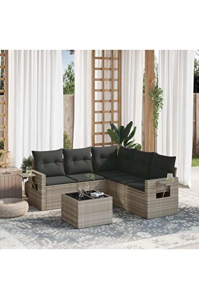 vidaxl Set canapele de gradina cu perne, 6 piese gri deschis poliratan