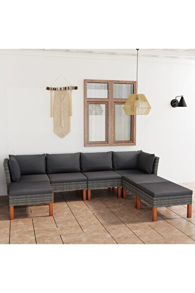 vidaxl Set mobilier de gradina cu perne, 7 piese, gri, poliratan