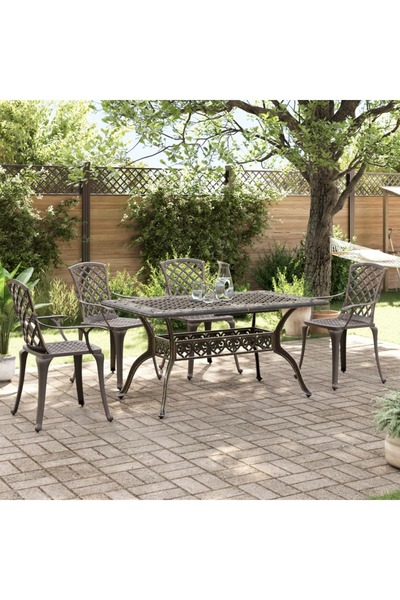 vidaxl Set mobilier de gradina, 5 piese, bronz, aluminiu turnat