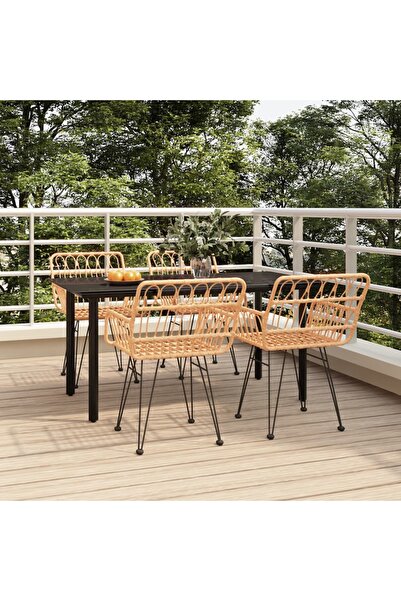 vidaxl Garden furniture set, 5 pieces, polyrattan