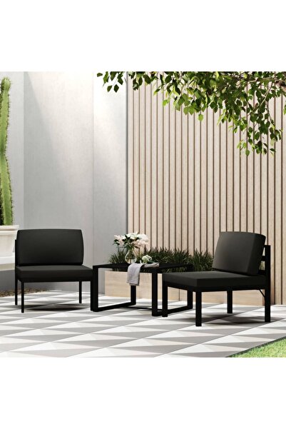 vidaxl Garden sofa set with cushions, 3 pieces, anthracite, aluminum