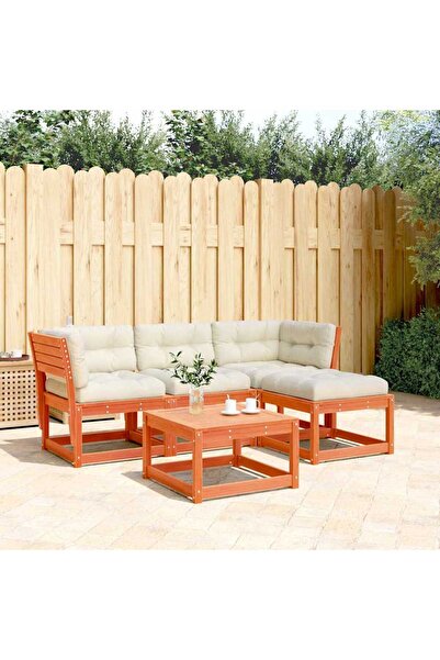 vidaxl Garden furniture set with cushions, 4 pieces, solid pine wood