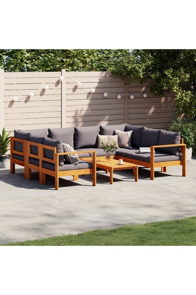 vidaxl Set de canapele gradina cu perne, 6 piese, lemn masiv acacia