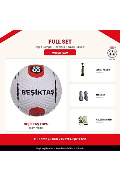 Beşiktaş Lisanslı Team 5 Numara Futbol Topu + Pompa + Tekmelik + Eldiven + He...